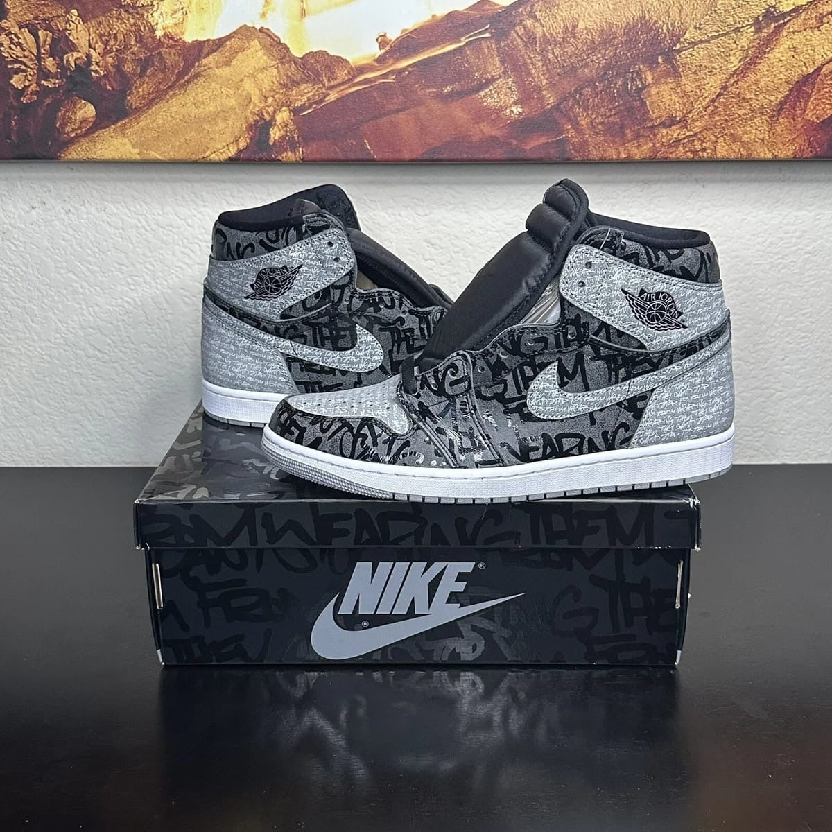 Nike Air Jordan Retro 1 High REBILLIONAIR Black Grey
