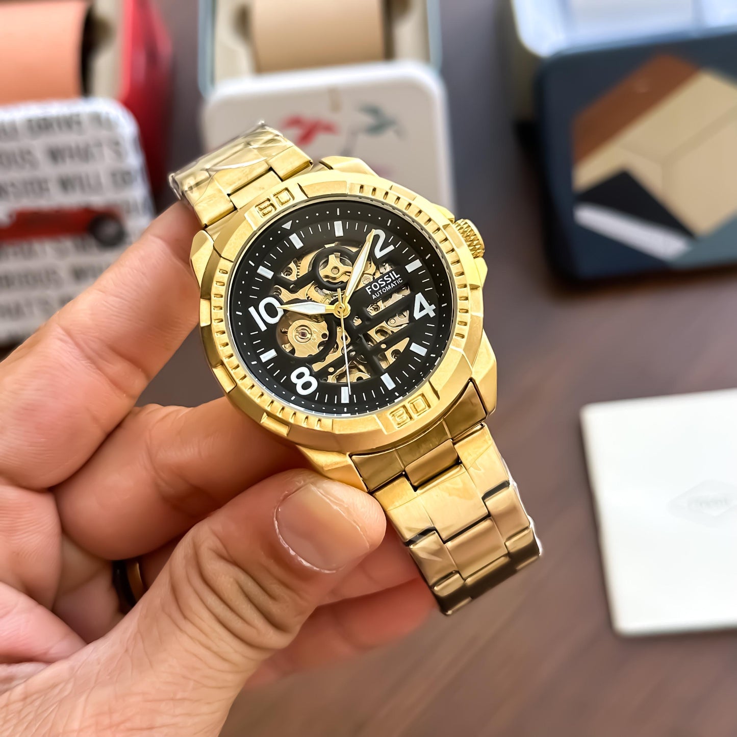 Fossil Bronson Automatic Gold Chain Men Watch