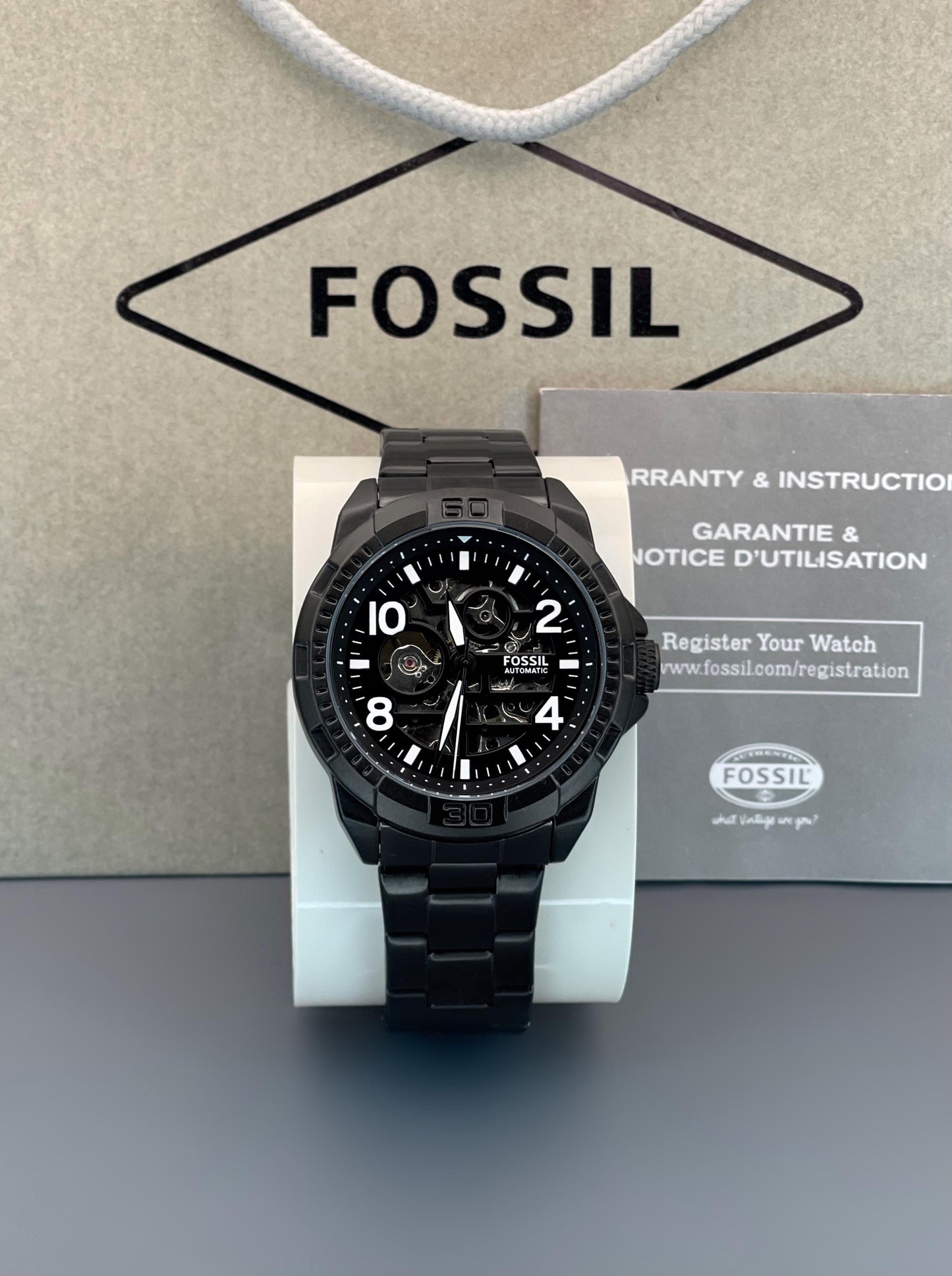Fossil Bronson Automatic Black Chain Men Watch