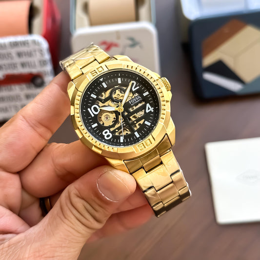 Fossil Bronson Automatic Gold Chain Men Watch