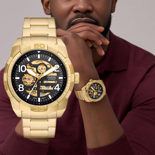 Fossil Bronson Automatic Gold Chain Men Watch